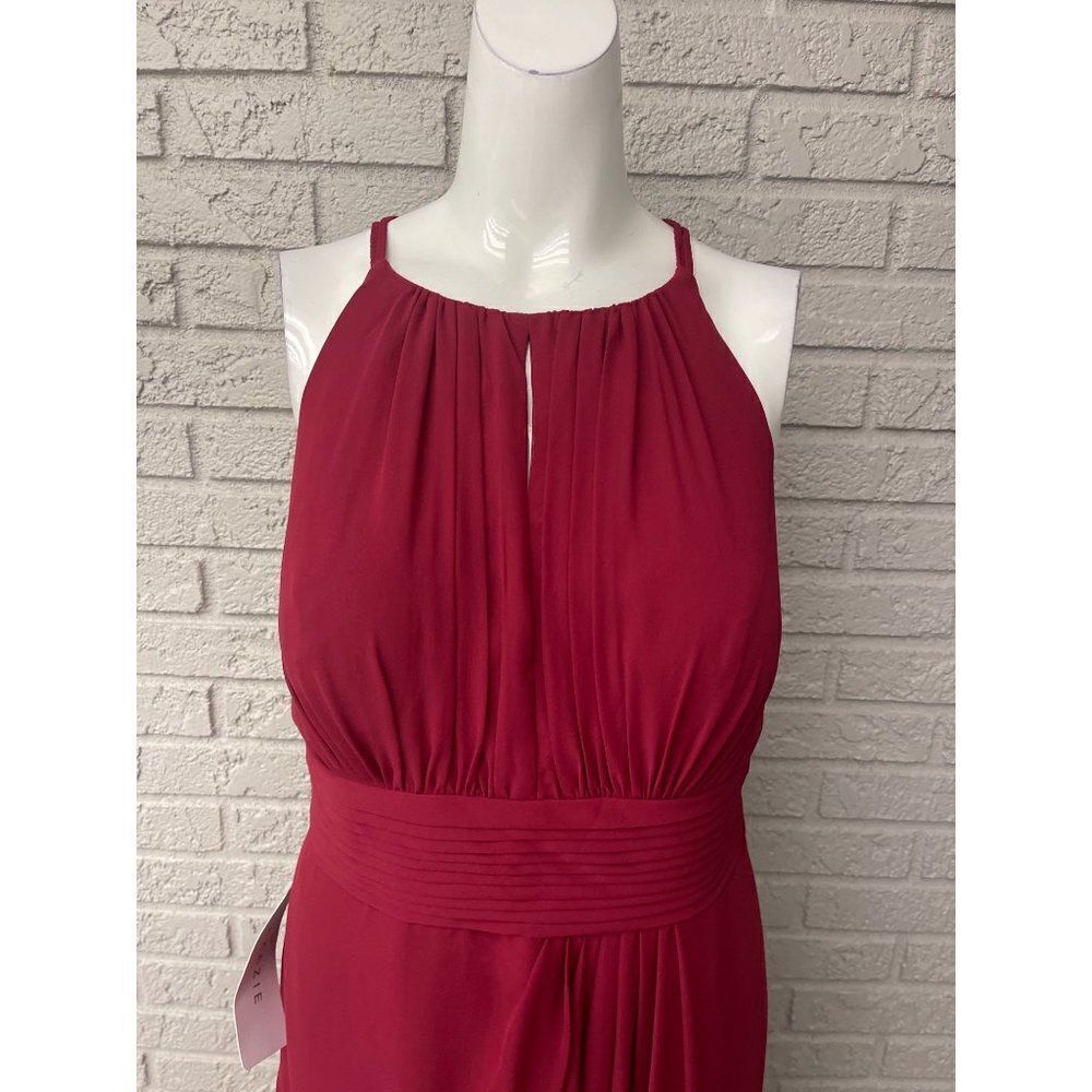 NWT Azazie Burgundy Bonnie Allure Halter Bridesmaid Dress Size 14 - Picture 5 of 16